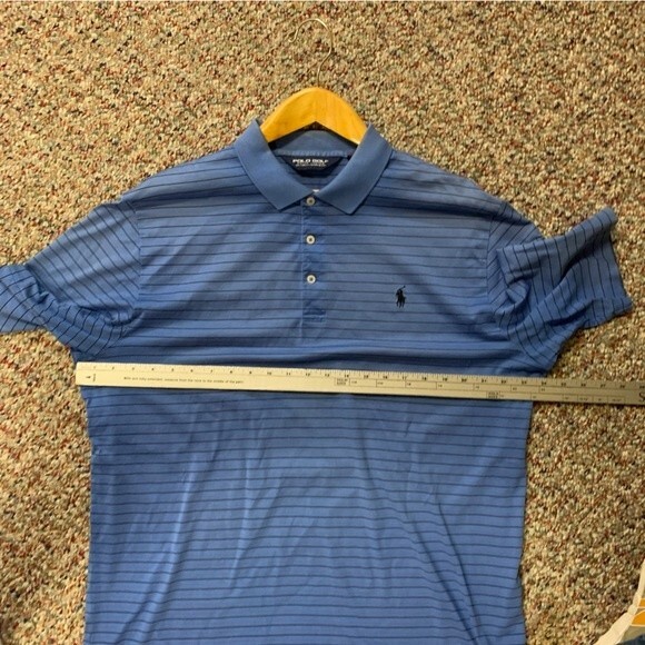 Polo Ralph Lauren Blue Striped Kapalua Short Sleeve Polo Golf Shirt Size L - Picture 9 of 9